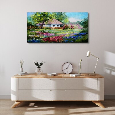 Tablou canvas Peisaj rural cu flori