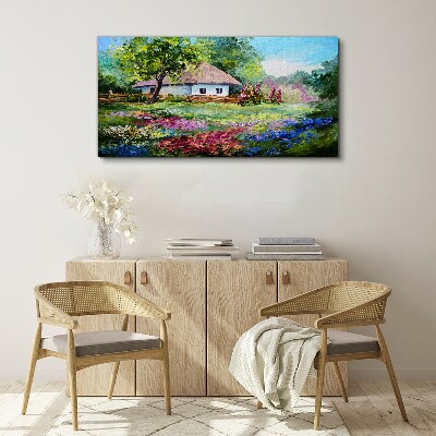 Tablou canvas Peisaj rural cu flori