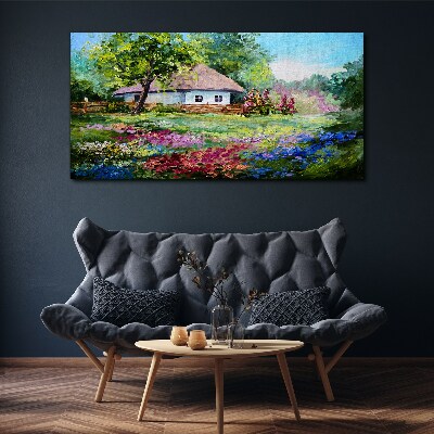 Tablou canvas Peisaj rural cu flori