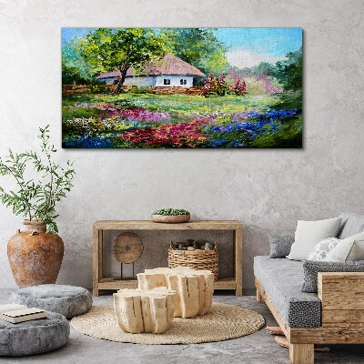 Tablou canvas Peisaj rural cu flori