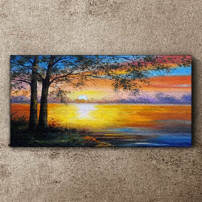 Tablou canvas Apus peste lac