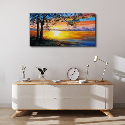 Tablou canvas Apus peste lac