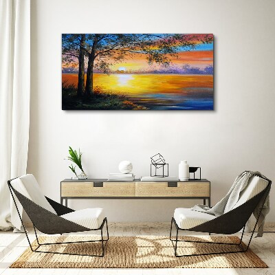 Tablou canvas Apus peste lac