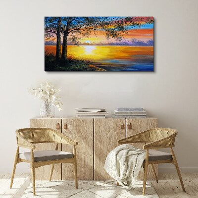 Tablou canvas Apus peste lac
