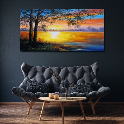 Tablou canvas Apus peste lac