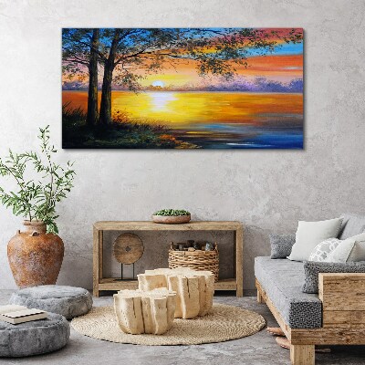 Tablou canvas Apus peste lac