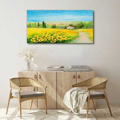 Tablou canvas Peisaj de floarea soarelui de luncă