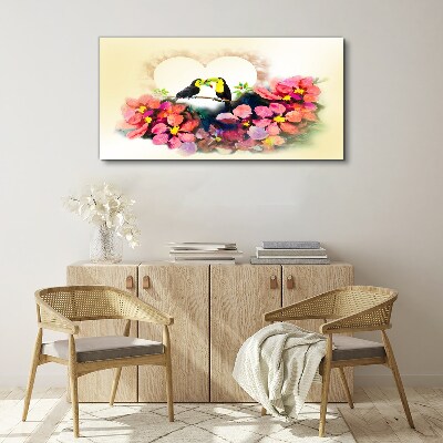 Tablou canvas Abstracte Flori Păsări Inimă