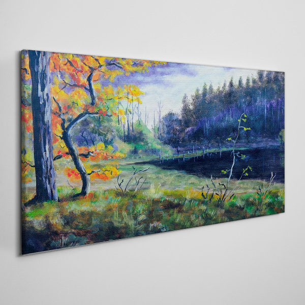 Tablou canvas Peisaj de toamnă pe malul lacului