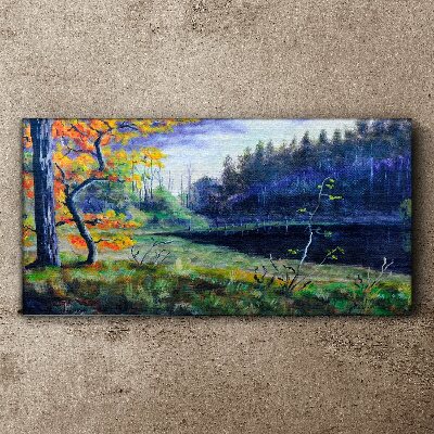 Tablou canvas Peisaj de toamnă pe malul lacului