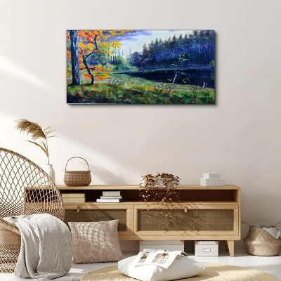 Tablou canvas Peisaj de toamnă pe malul lacului