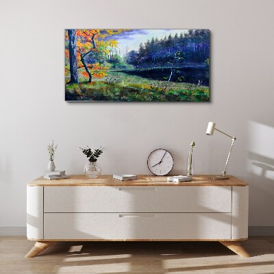 Tablou canvas Peisaj de toamnă pe malul lacului