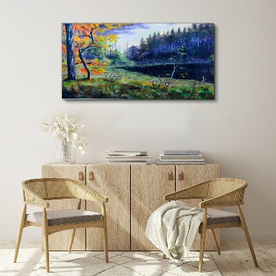Tablou canvas Peisaj de toamnă pe malul lacului
