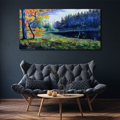 Tablou canvas Lacul copac abstract