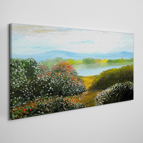 Tablou canvas Peisaj cu tufișuri înflorite