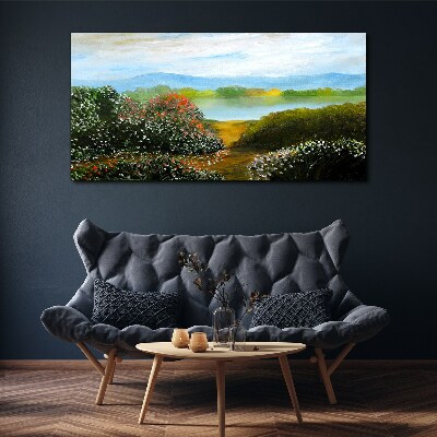 Tablou canvas Peisaj cu tufișuri înflorite