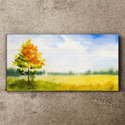 Tablou canvas Toamnă de aur pe fundalul unei poieni
