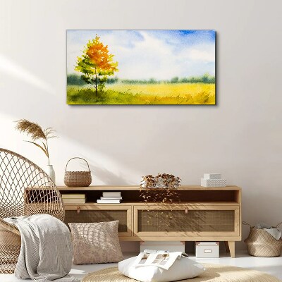 Tablou canvas Toamnă de aur pe fundalul unei poieni