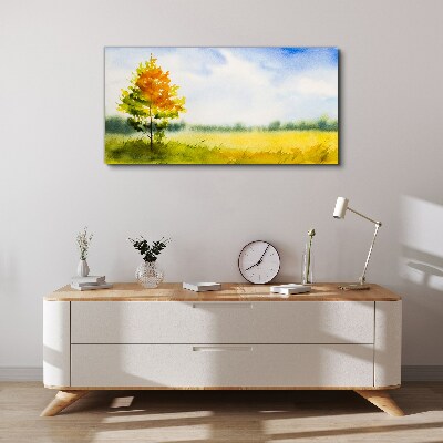 Tablou canvas Toamnă de aur pe fundalul unei poieni