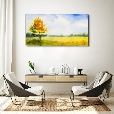 Tablou canvas Toamnă de aur pe fundalul unei poieni