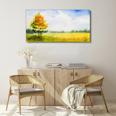 Tablou canvas Toamnă de aur pe fundalul unei poieni