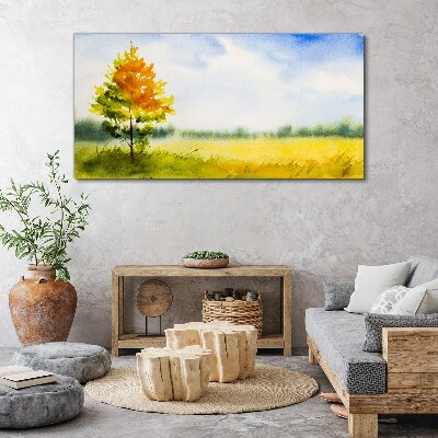 Tablou canvas Toamnă de aur pe fundalul unei poieni
