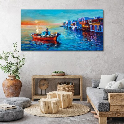 Tablou canvas Un port liniștit în apusul soarelui