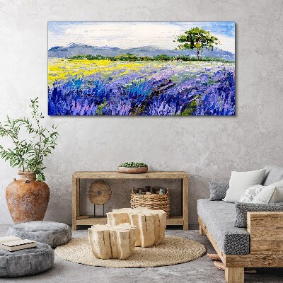 Tablou canvas Câmpuri de lavandă în lumina zilei