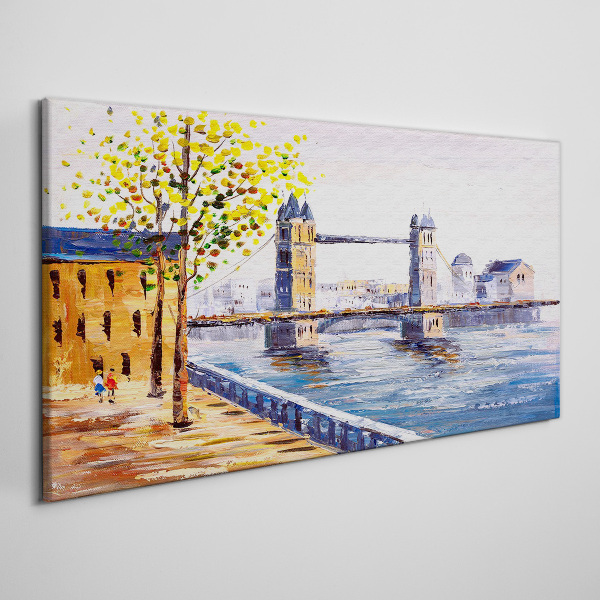 Tablou canvas Podul Londrei cu copaci de toamnă