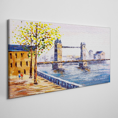 Tablou canvas Podul Londrei cu copaci de toamnă