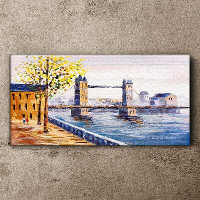 Tablou canvas Podul Londrei cu copaci de toamnă