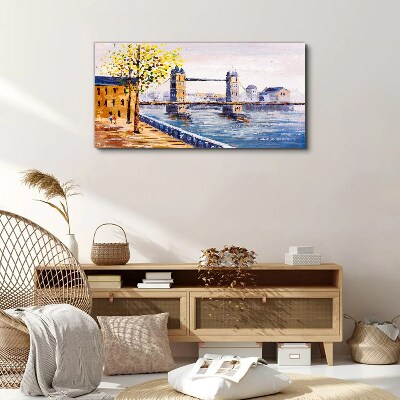 Tablou canvas Podul Londrei cu copaci de toamnă