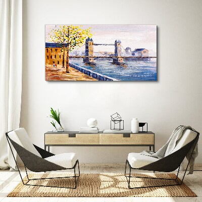 Tablou canvas Podul Londrei cu copaci de toamnă