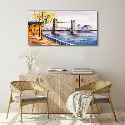 Tablou canvas Podul Londrei cu copaci de toamnă