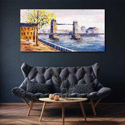 Tablou canvas Podul Londrei cu copaci de toamnă