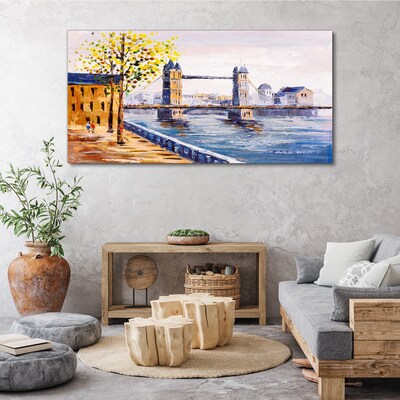 Tablou canvas Podul Londrei cu copaci de toamnă