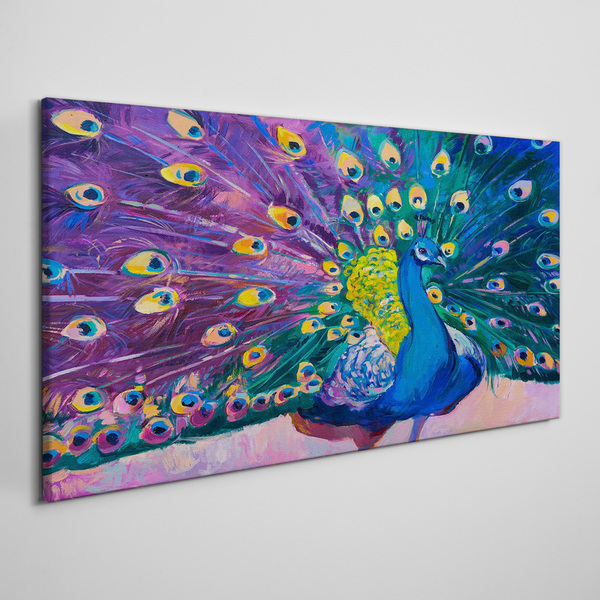 Tablou canvas Un păun colorat în aură de primăvară