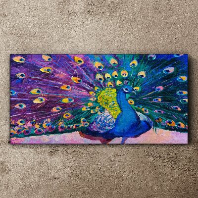 Tablou canvas Un păun colorat în aură de primăvară