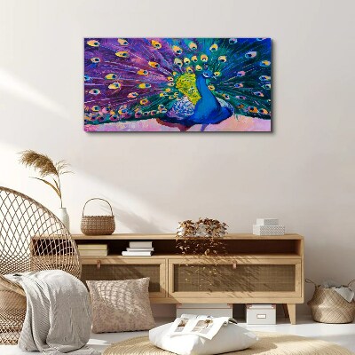 Tablou canvas Un păun colorat în aură de primăvară