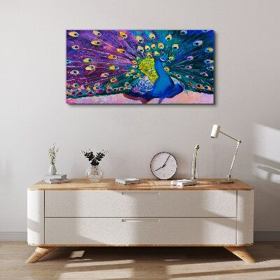 Tablou canvas Un păun colorat în aură de primăvară