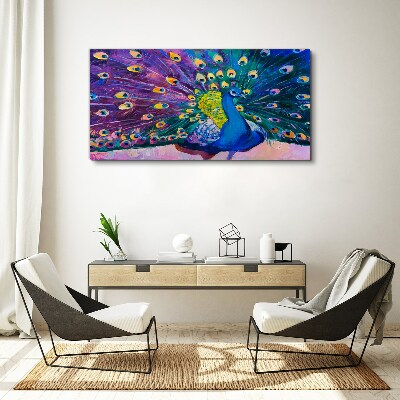 Tablou canvas Un păun colorat în aură de primăvară