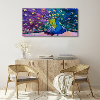 Tablou canvas Un păun colorat în aură de primăvară