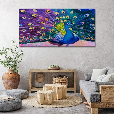 Tablou canvas Un păun colorat în aură de primăvară