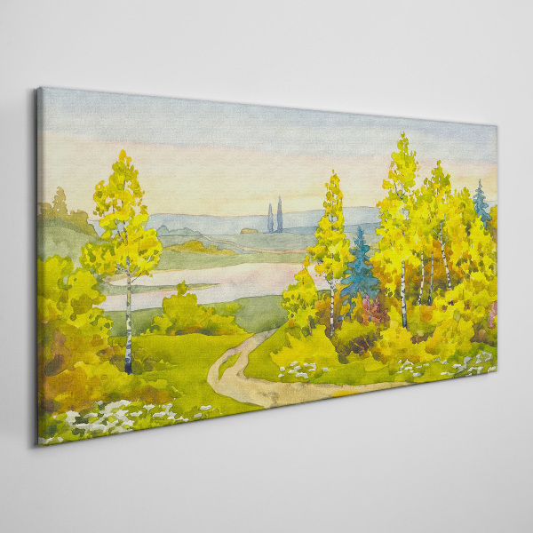 Tablou canvas Peisaj de primăvară cu copaci