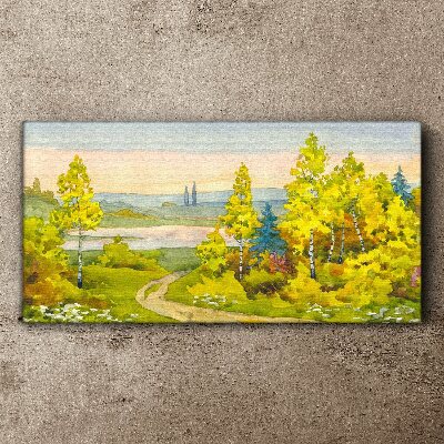 Tablou canvas Peisaj de primăvară cu copaci