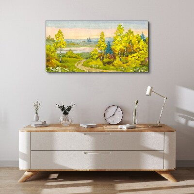 Tablou canvas Peisaj de primăvară cu copaci