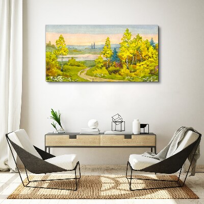 Tablou canvas Peisaj de primăvară cu copaci