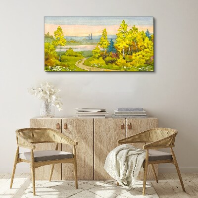 Tablou canvas Peisaj de primăvară cu copaci