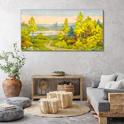 Tablou canvas Peisaj de primăvară cu copaci