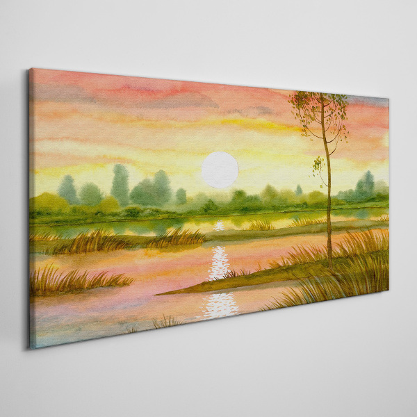 Tablou canvas Apus peste un râu liniştit